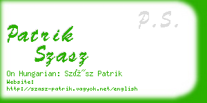 patrik szasz business card